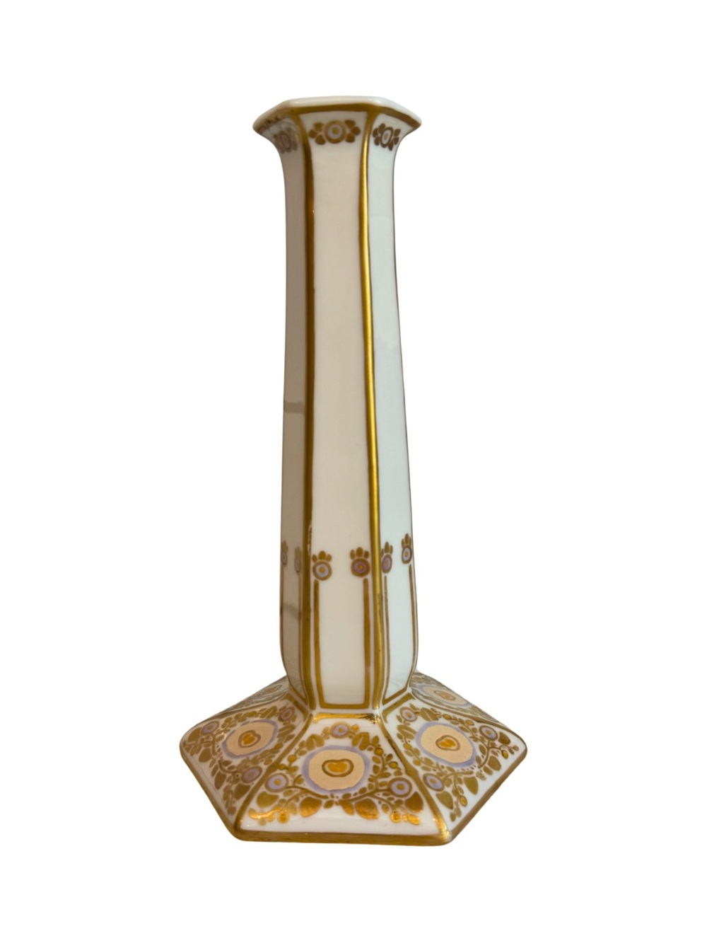 Vintage Belleek Hand-Painted Candlestick Holder